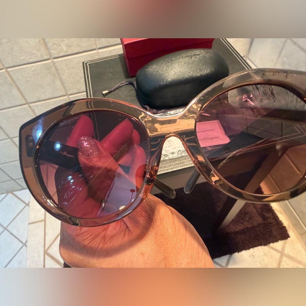 Salvatore Ferragamo Dark Brown Sunglasses - Picture 10 of 12